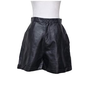 LOUISE PARIS High Waist Black Faux Leather Shorts Size 11/12